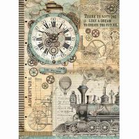 Stamperia A3 Rice Paper - Voyages Fantastiques clock (DFSA3035)