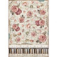 Stamperia A3 Rice Paper - Passion roses and piano (DFSA3086)