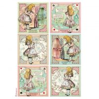 Stamperia A4 Rice Paper - Alice cards (DFSA4382)
