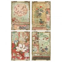 Stamperia A4 Rice Paper - Japanese postcards (DFSA4396)