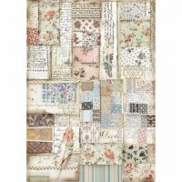 Stamperia A4 Rice Paper - Patchwork Feather (DFSA4439)