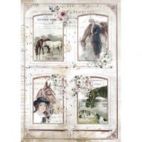 Stamperia A4 Rice Paper - Romantic Horses 4 frames (DFSA4581)