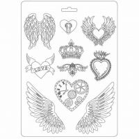 Stamperia Soft Mould A4 - Hearts and wings (K3PTA448)