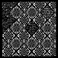 Stamperia Thick stencil - Wallpaper rhombus and writings (KSTDG02)