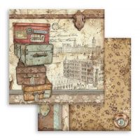 Stamperia Scrapbooking 12"x12" Double face sheet - Lady Vagabond luggage (SBB759)