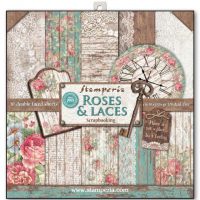 Stamperia Scrapbooking Pad 10 sheets 12" x 12" - Roses, lace and wood (SBBL25)