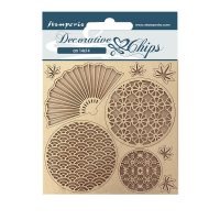 Stamperia Decorative chips - Sir Vagabond in Japan fan and circles (SCB92)