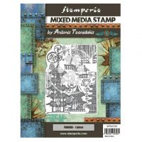 Stamperia Mixed Media Stamp - Sir Vagabond in Japan pagoda (WTKAT20)
