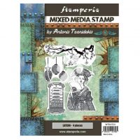 Stamperia Mixed Media Stamp - Sir Vagabond in Japan lantern (WTKAT22)