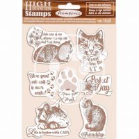 Stamperia HD Natural Rubber Stamp - Cats (WTKCC188)