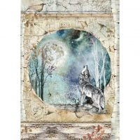 Stamperia A4 Rice Paper - Cosmos Wolf and Moon (DFSA4388)