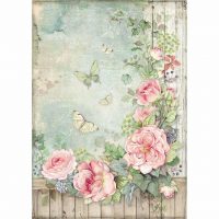 Stamperia A4 Rice Paper - Roses Garden with Fence (DFSA4450)