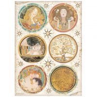 Stamperia A4 Rice paper packed - Klimt rounds (DFSA4640)