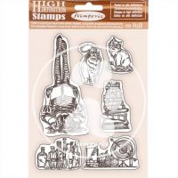 Stamperia HD Natural Rubber Stamp - Lady Vagabond Lifestyle air ship (WTKCC206)