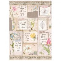 Stamperia A4 Rice Paper - Romantic Garden House letters and flowers (DFSA4669)