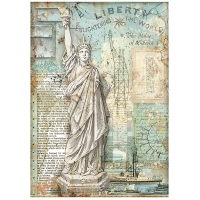 Stamperia A4 Rice Paper -  Sir Vagabond Aviator Statue of Liberty (DFSA4702)