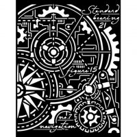 Stamperia Thick stencil - Sir Vagabond Aviator gears compass (KSTD107)