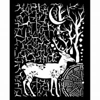 Stamperia Thick stencil  - Cosmos deer and bark (KSTD044)