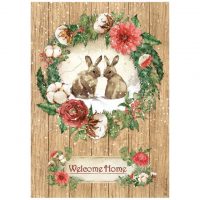 Stamperia A4 Rice paper -  Romantic Home for the holidays welcome home bunnies (DFSA4705)