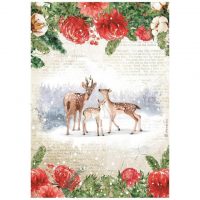 Stamperia A4 Rice paper -  Romantic Home for the holidays deers (DFSA4707)