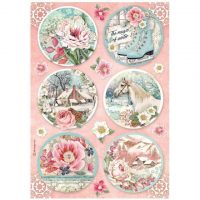 Stamperia A4 Rice paper -  Sweet winter rounds (DFSA4727)