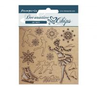 Stamperia Decorative chips - Sweet winter ice skater (SCB149)