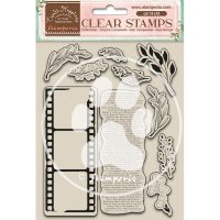 Stamperia Acrylic stamp - Create Happiness leaves and movie film (WTK164)