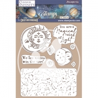 Stamperia HD Natural Rubber Stamp - Cosmos Infinity sun and moon (WTKCC217)