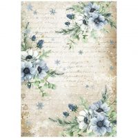 Stamperia A4 Rice paper -  Romantic Cozy winter blue flowers (DFSA4710)