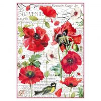 Stamperia A4 Rice paper packed - Botanic Poppy (DFSA4306)