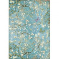 Stamperia A4 Rice paper packed - Atelier Blossom Blue Background with Butterfly (DFSA4546)