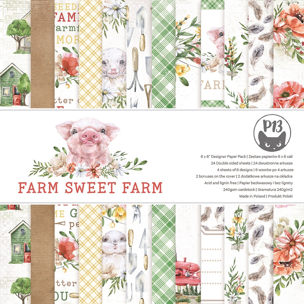 P13 - 6"x6" paper pad - Farm Sweet Farm (P13FSF09)