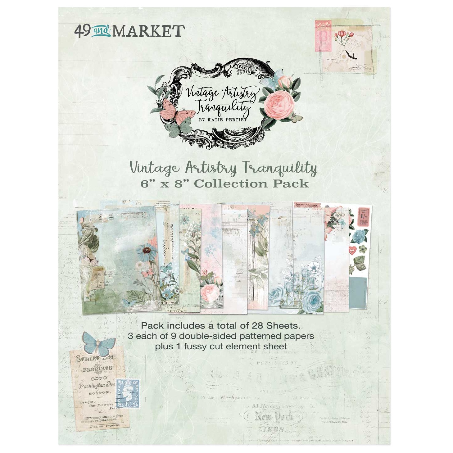 49&Market - Vintage Artistry - 6 x 8 Paper pack - Tranquility (VAT39685)