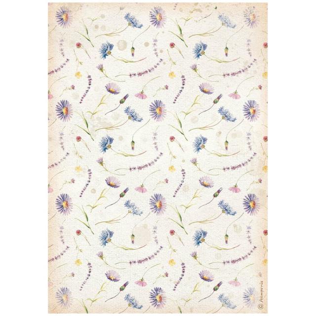 Stamperia A4 Rice paper -  Create Happiness - Welcome Home Blue Flowers (DFSA4742)