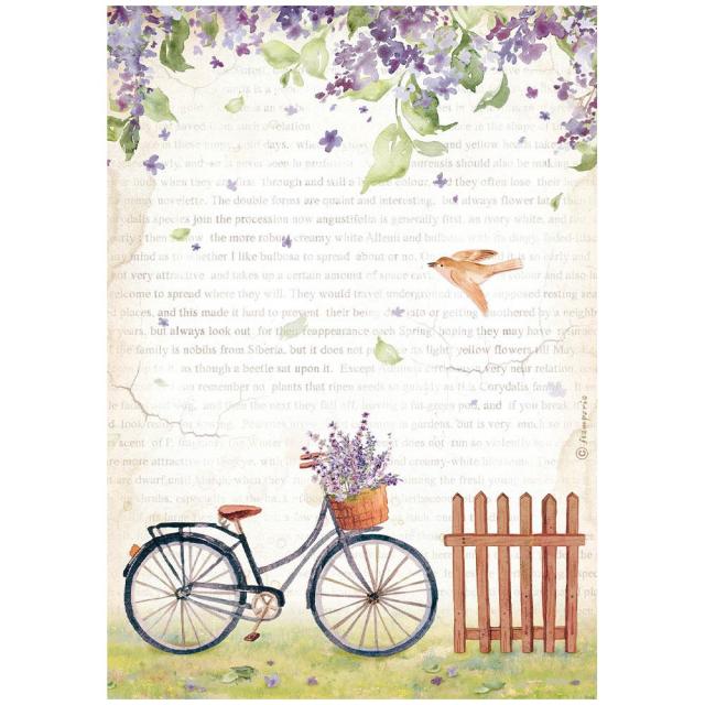 Stamperia A4 Rice paper -  Create Happiness - Welcome Home Bicycle (DFSA4744)
