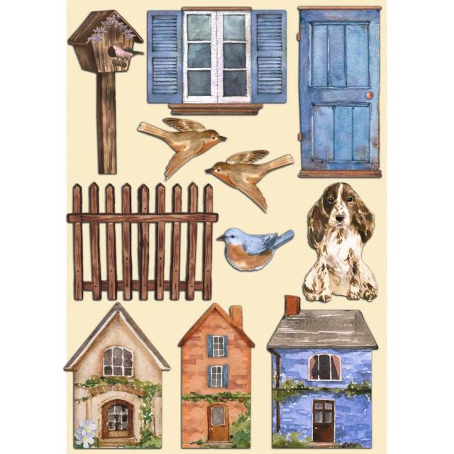 Stamperia Colored Wooden shape A5 - Create Happiness - Welcome Home - Houses (KLSP134)