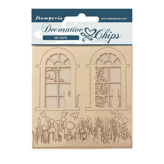 Stamperia Decorative chips - Create Happiness Welcome Home Windows (SCB158)