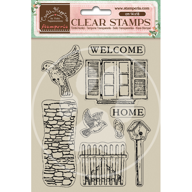 Stamperia Acrylic stamp - Create Happiness - Welcome Home Birds (WTK165)