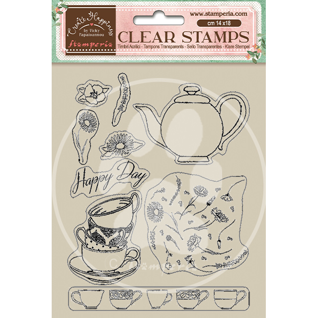 Stamperia Acrylic stamp - Create Happiness - Welcome Home Cups (WTK166)