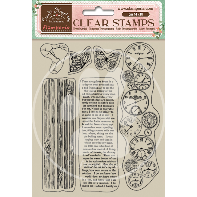 Stamperia Acrylic stamp - Create Happiness - Welcome Home Clocks (WTK167)