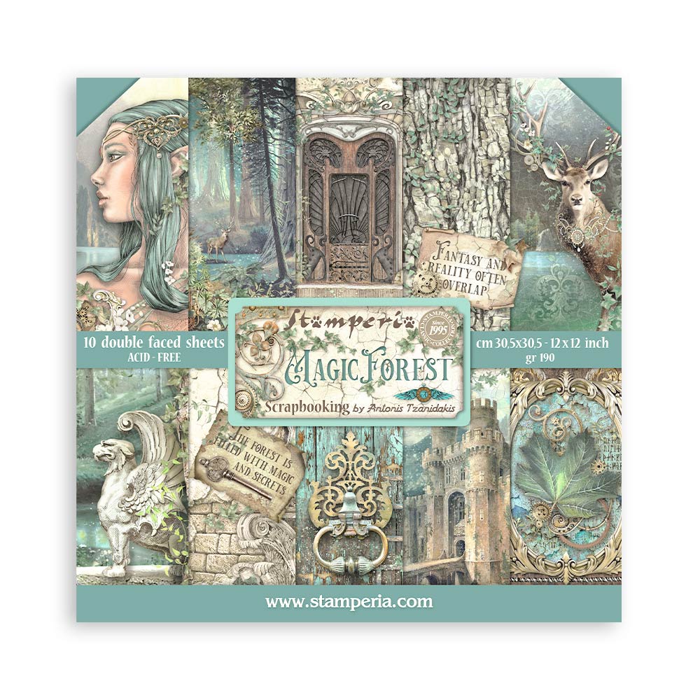 Stamperia Scrapbooking Pad 10 sheets 12" x 12" - Magic Forest (SBBL130)