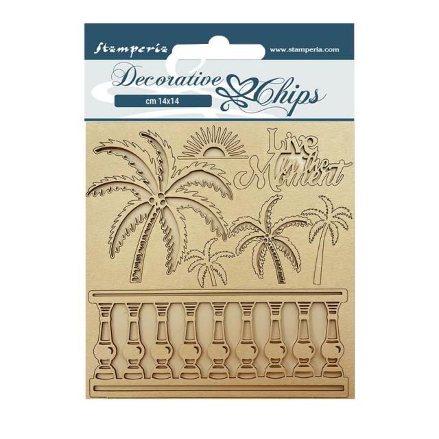 Stamperia Decorative chips - Blue Dream - Palms (SCB155)