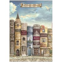 Stamperia A4 Rice paper - Vintage Library - The World of books (DFSA4752)
