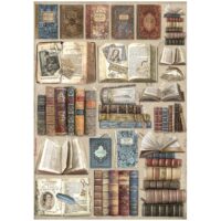 Stamperia A4 Rice paper - Vintage Library - Books (DFSA4755)