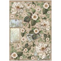Stamperia A4 Rice paper - Vintage Library - Flowers and Letters (DFSA4757)