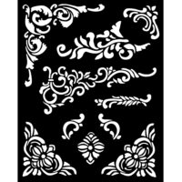 Stamperia Thick stencil - Vintage Library - Corners and embellishment (KSTD135)