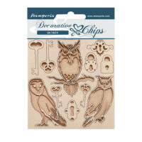 Stamperia Decorative chips - Vintage Library - Keys and Owls (SCB168)