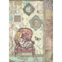 Stamperia A4 Rice Paper - Alice on the chair (DFSA4765)