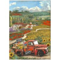 Stamperia A4 Rice paper - Sunflower Art vintage car (DFSA4769)