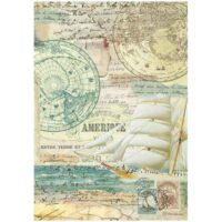 Stamperia A4 Rice paper - Around the world sailing ship (DFSA4773)